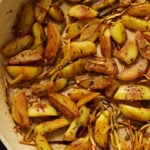 close-up of Nepali aloo in the pan after cooking