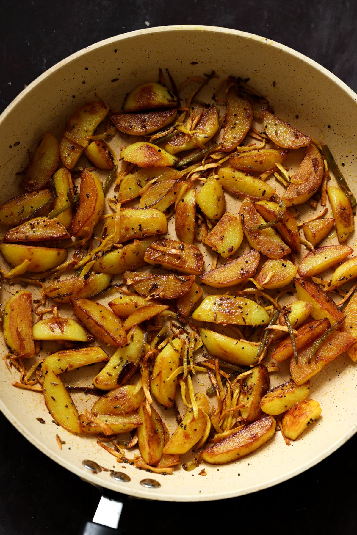 Nepali aloo in the pan after cooking