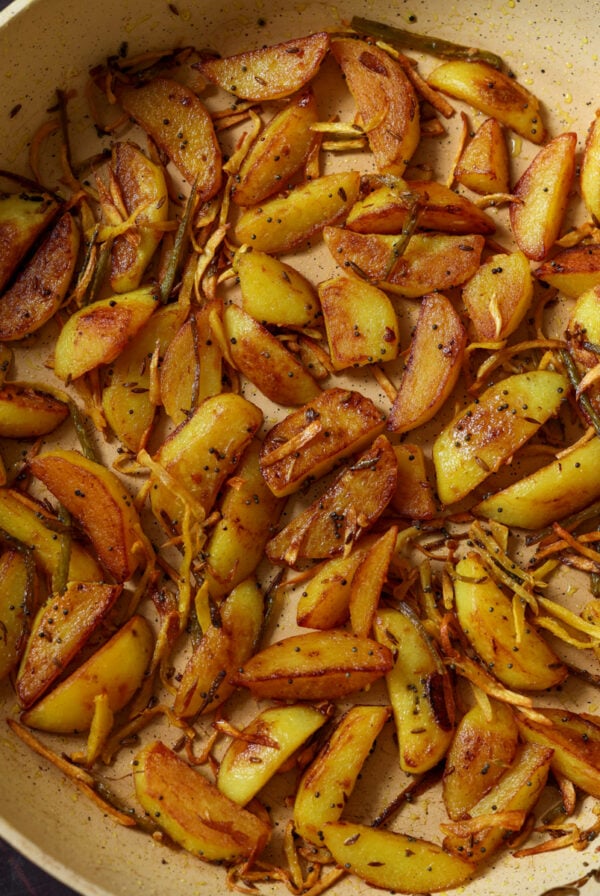 Nepali aloo in the pan after cooking