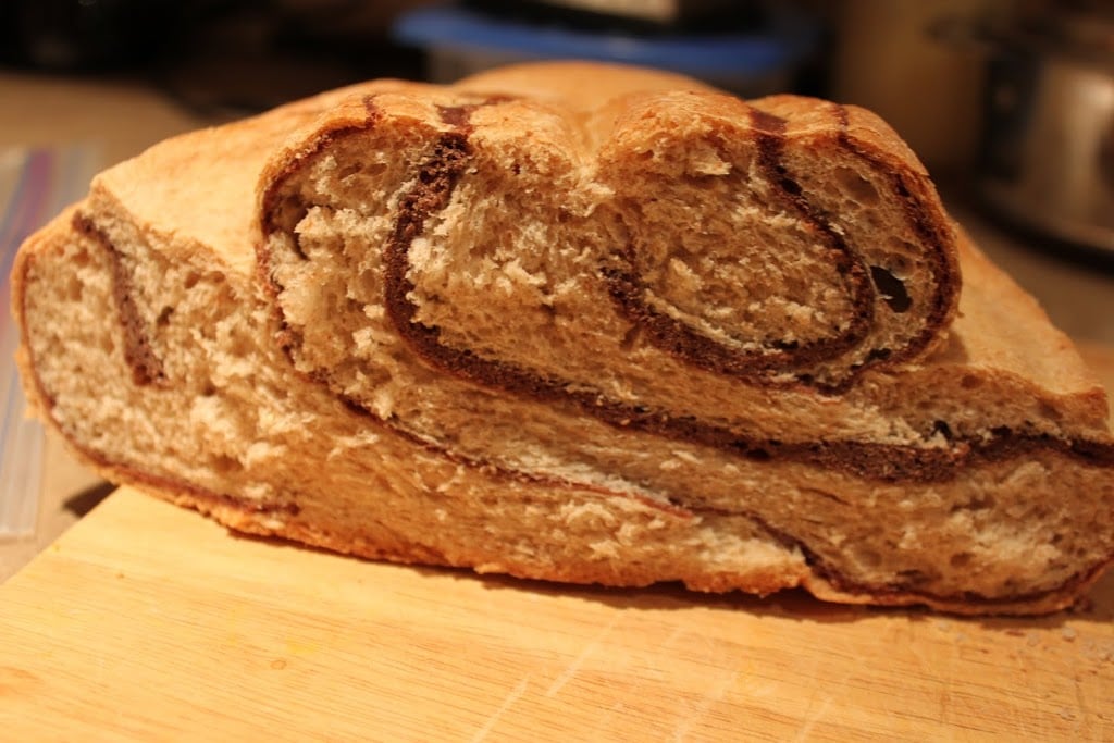 Chocolate swirls bread. Pretty chocolate swirls bread great toasted with tea or coffee. Vegan Recipe. #veganricha #vegan
