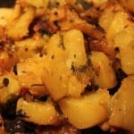 A close up of Potato Subzi with Dried Fenugreek and Fennel