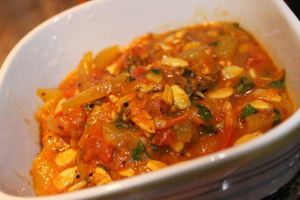 Bottle Gourd Curry (calabash). Light, tomatoey and healthy. This delicious curry is full of flavor and goodness. Vegan Gluten Free Recipe.#glutenfree #veganricha #vegan