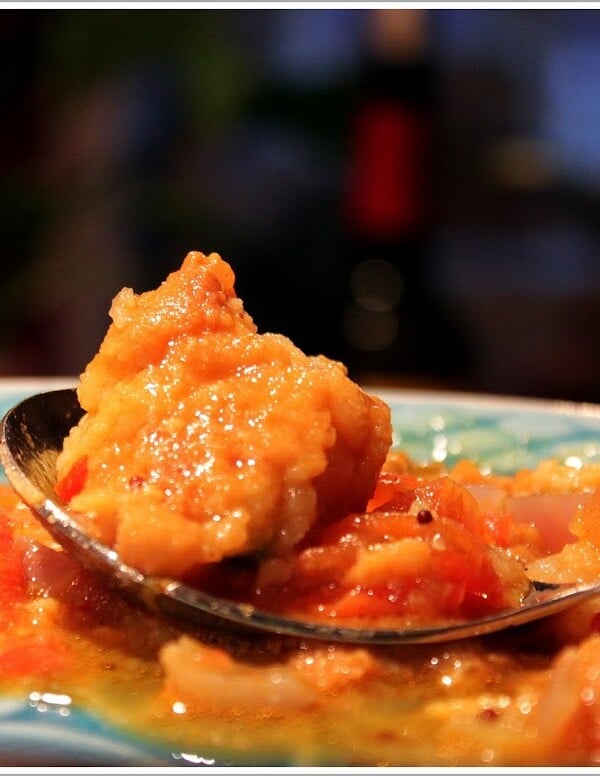 Aloo methi on a spoon