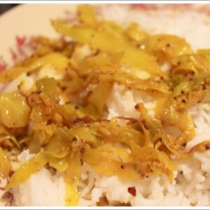 A close up of cabbage stir fry on a plate