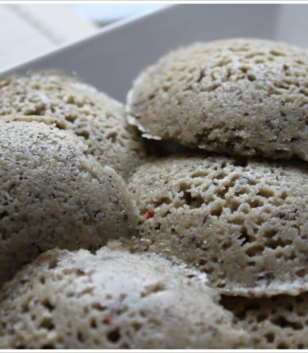 Multi Grain Idli served in a white dish