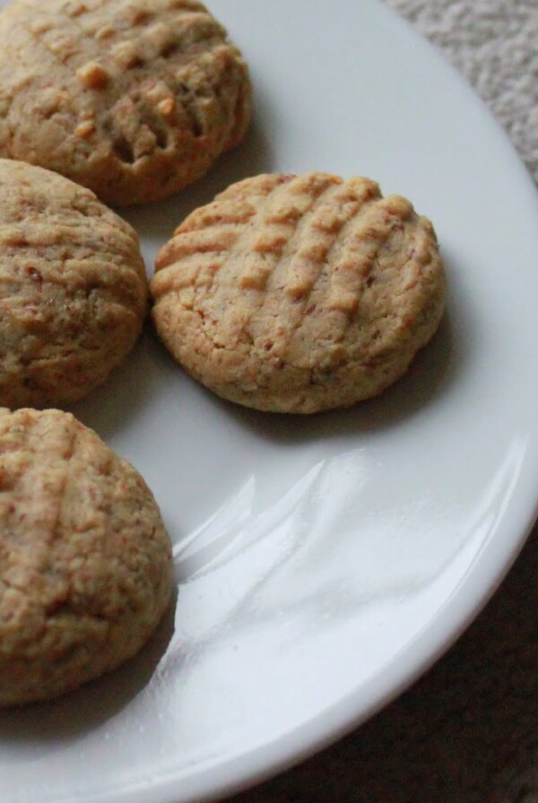 Almond butter cookies served on a white plate