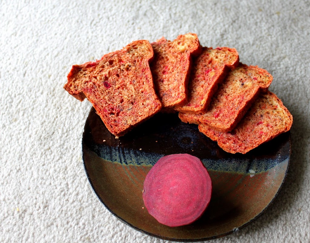 Beet and blueberry mini loaf. A delicious, brightly colored mini loaf that's great for breakfast or snacking on. Vegan Recipe. #veganricha #vegan