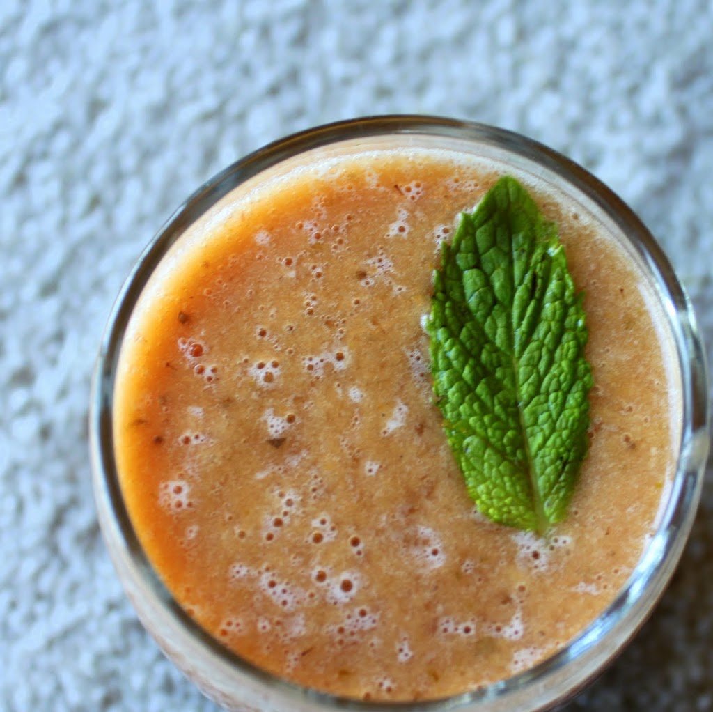 Mango strawberry mint cumin spiced cooler. Refreshing and delicious this summer drink is a great way to use up leftover fruit. Vegan and Gluten Free Recipe #glutenfree #veganricha #vegan
