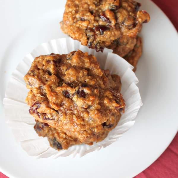 Oatmeal Cranberry Cookies. Made with nut butters and packed full of goodness. These healthy cookies make a great snack or treat any time of the day! Vegan Recipe.. #veganricha #vegan