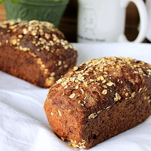 Chocolate Multigrain Mini Loaf. A delicious bread with some good quinoa, oats and whole wheat. Vegan Recipe. #veganricha #vegan