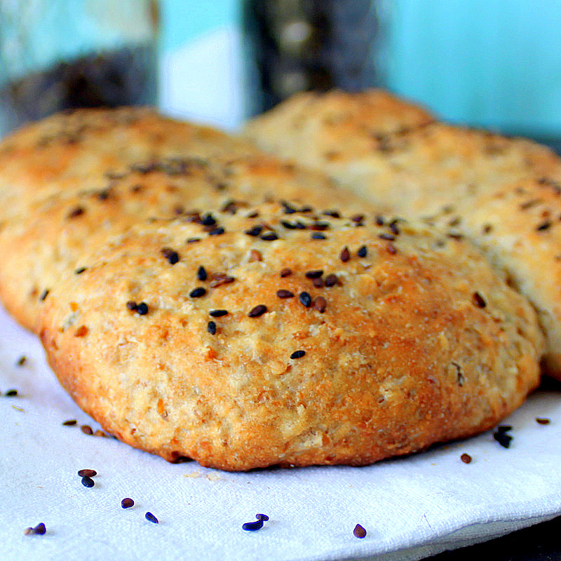White Burger Buns made healthier with some whole grains. Delicious and easy to make with a short rising time. Vegan Recipe. #veganricha #vegan