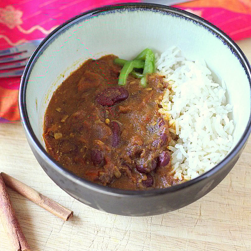Quick Rajma (Red Kidney bean curry). Indian curried Kidney Beans with spices. Rajma Masala Recipe. Vegan Gluten-free soy-free | VeganRicha.com