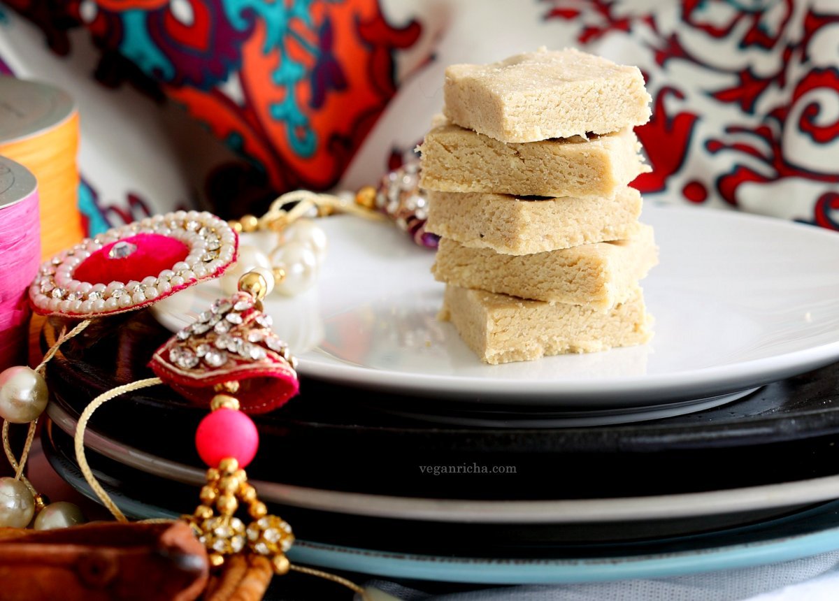 Vegan Kaju Katli - 20 minute Indian Cashew Fudge . Soft fudgy Cardamom Cashew Burfi #Vegan #glutenfree #recipe | VeganRicha