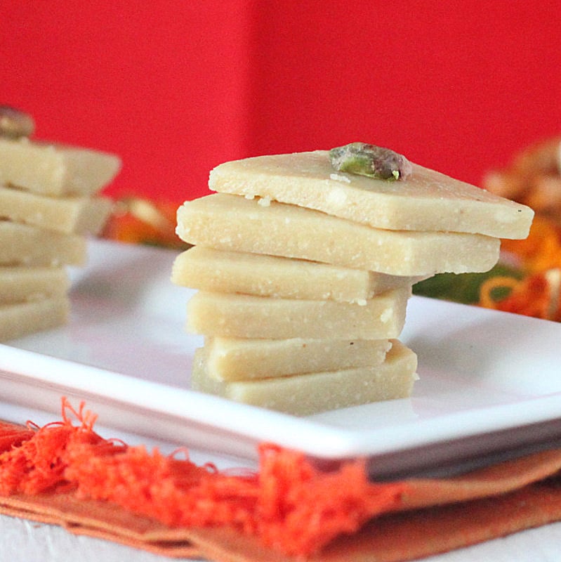 Kaju Katli - 20 minute Indian Cashew Fudge . Soft fudgy Cardamom Cashew Burfi Vegan Gluten-free Indian Recipe | VeganRicha.com