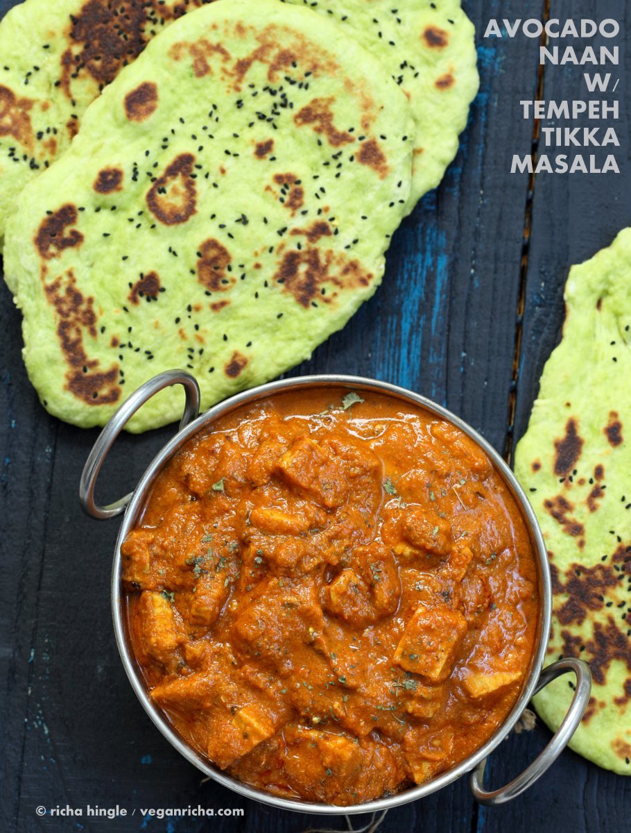 Vegan Avocado Naan with Tempeh Tikka Masala | VeganRicha.com