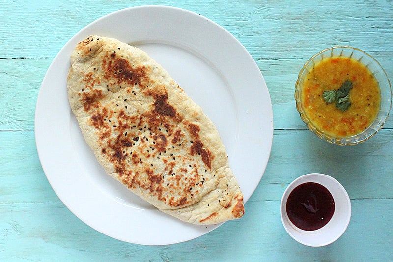 This Vegan Naan flatbread is easy and delicious. Vegan Naan Recipe. Bake it in an oven or cook on stove top. Garlic Naan. Avocado Naan. Cauliflower Stuffed Naan. Dairy-free VeganRicha.com
