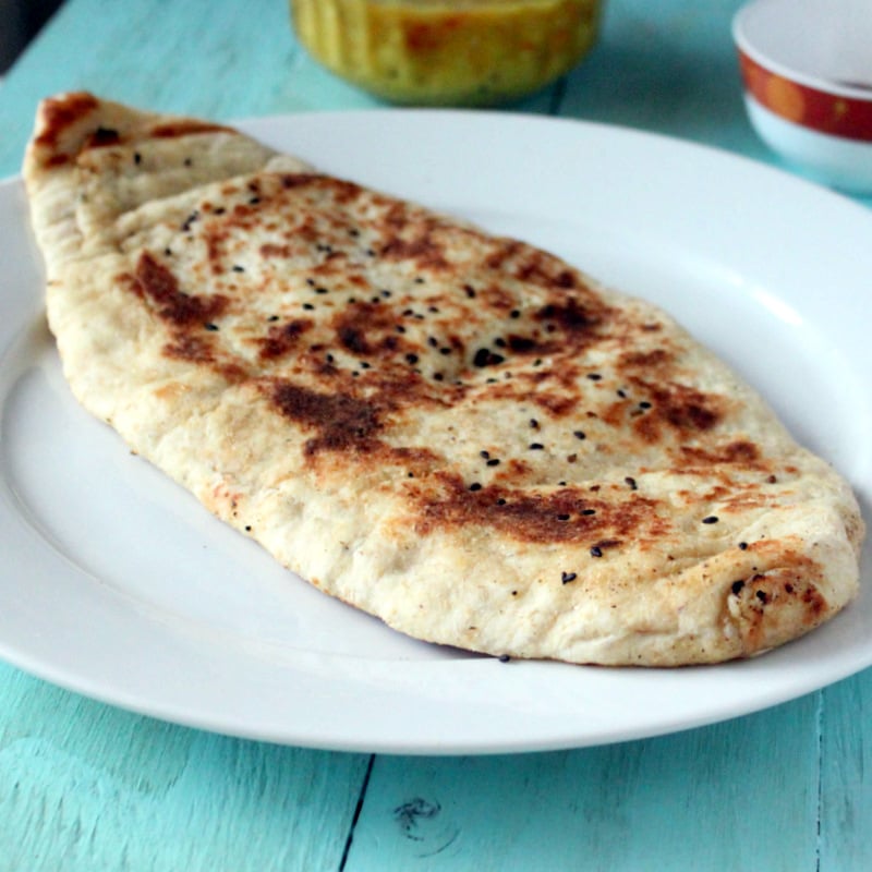 This Vegan Naan flatbread is easy and delicious. Vegan Naan Recipe. Bake it in an oven or cook on stove top. Garlic Naan. Avocado Naan. Cauliflower Stuffed Naan. Dairy-free VeganRicha.com