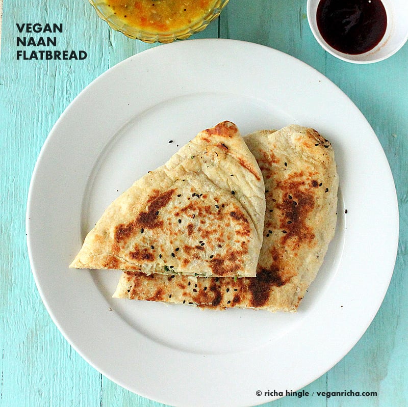 Vegan Naan Bread on white plate