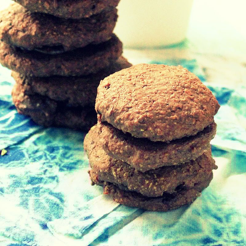 Chocolate whoopie pie cookies filled with spicy chile chocolate caramel. A delicious sweet treat, Vegan Recipe.  #veganricha #vegan