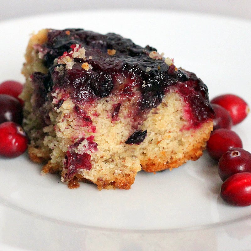 A cranberry and blueberry upside down cake that's simple, easy and so delicious. The perfect treat with a hot cup of tea or coffee. Vegan Recipe. #veganricha #vegan