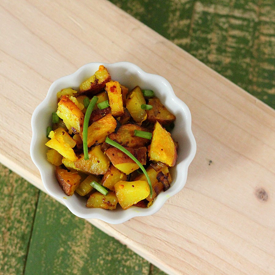 Potato Leek Subzi with fennel and mustard seed | Vegan Richa