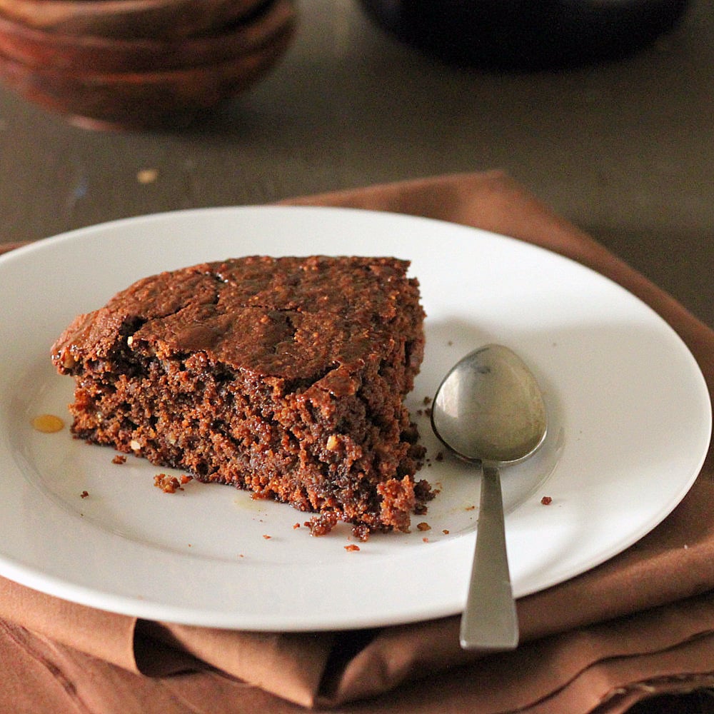 Vegan Mocha Chocolate Cake with Salted Caramel drizzle | https://veganricha.com #vegan #chocolate #cake