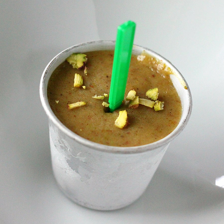 Creamy Pistachio Almond Cardamom Popsicle - Indian Pista Kulfi Dessert. Non Dairy Ice Cream. Vegan Gluten-free Soy-free Recipe.