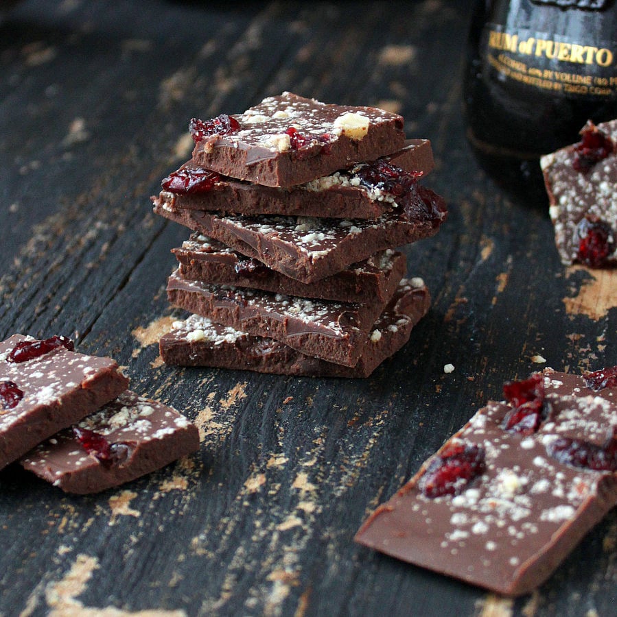 Vegan Richa: Fudgy Chocolate Bark with Cranberries