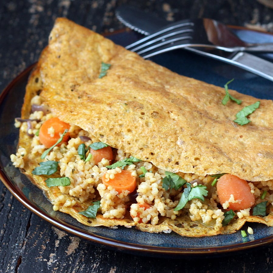 Sweet Potato crepes stuffed with smoky millet Sweet Potato Crepes