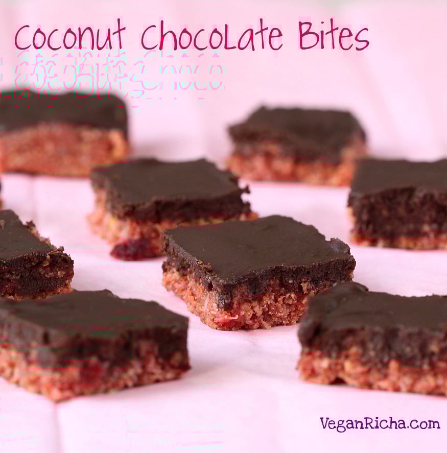 Zesty Pink Lemon Coconut Chocolate Bites | Vegan Richa
