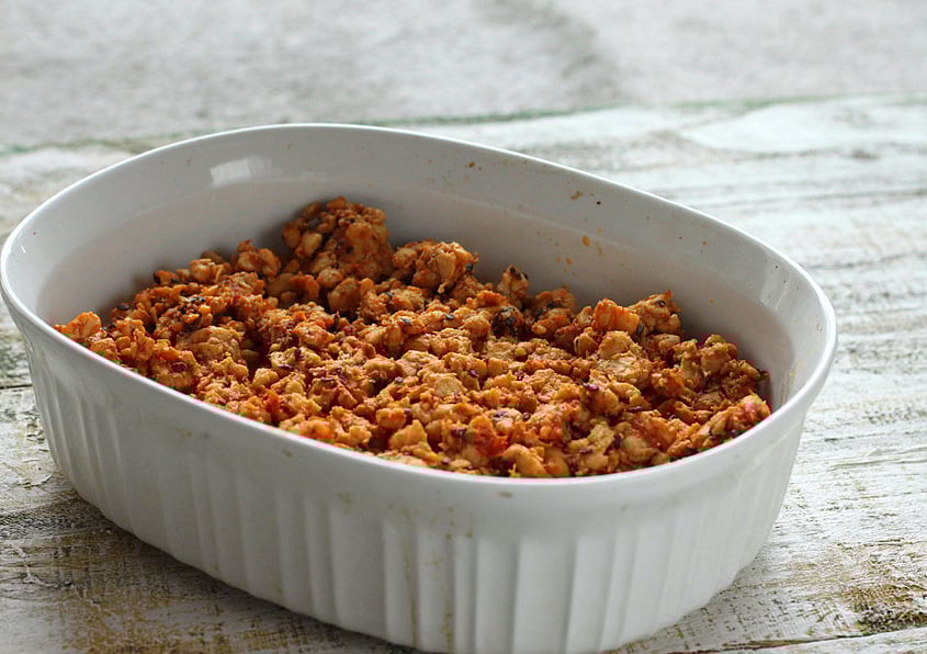 Nacho Mac and Cheese Casserole with Taco Tempeh meat | VeganRicha.com #vegan #nacho #mac