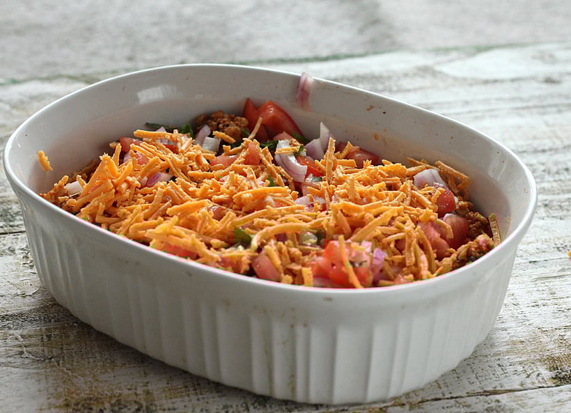 Nacho Mac and Cheese Casserole with Taco Tempeh meat | VeganRicha.com #vegan #nacho #mac