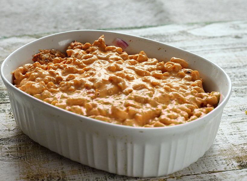 Nacho Mac and Cheese Casserole with Taco Tempeh meat | VeganRicha.com #vegan #nacho #mac
