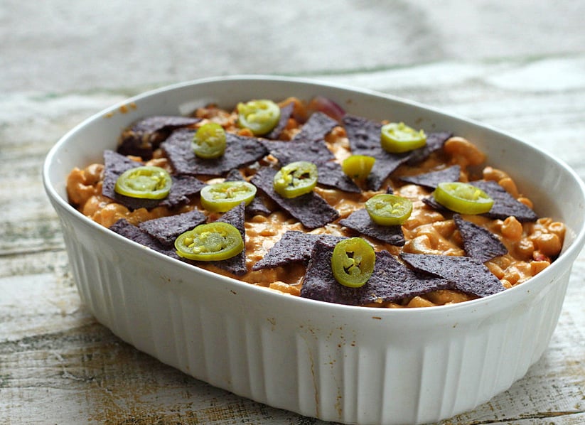 Nacho Mac and Cheese Casserole with Taco Tempeh meat | VeganRicha.com #vegan #nacho #mac