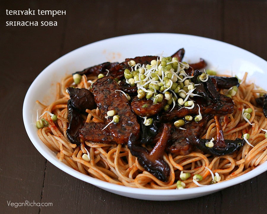 Teriyaki Tempeh and Shiitake Mushrooms with Sriracha Soba Vegan Teriyaki Tempeh and Shiitake Mushrooms with Sriracha Soba