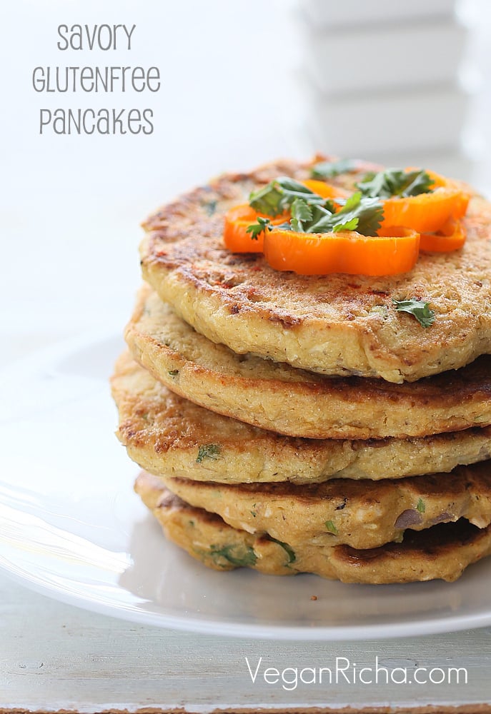 Vegan Chickpea Flour Pancakes/mini Omelettes with Cauliflower and Shiitake mushrooms