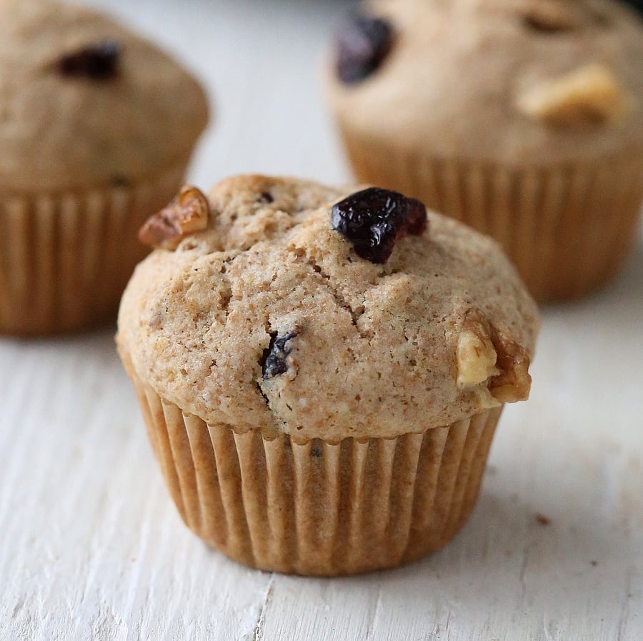 Cranberry Almond-Walnut butter Muffins from Nut butter Universe