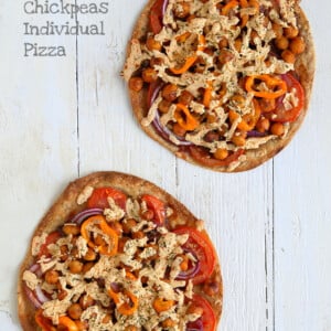 bbq chickpea tortilla pizza