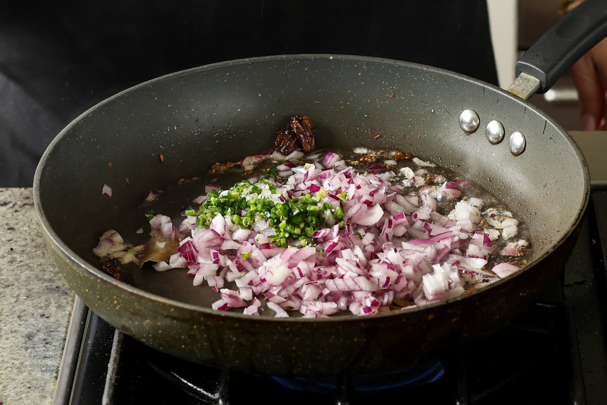 adding onion and chili