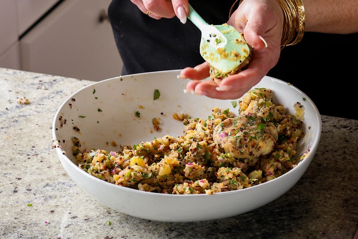 forming a patty from the tikki mixture