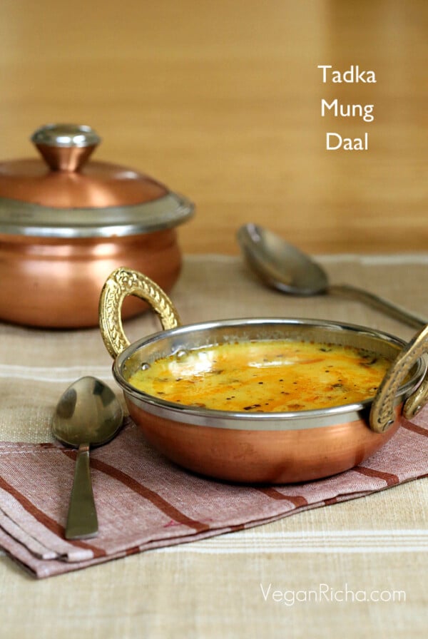 Mom's Simple Moong Dal is spiced only with green chilies and garlic and makes for a light weeknight soup. Vegan Dal Dahl Daal Recipe with yellow Lentils.