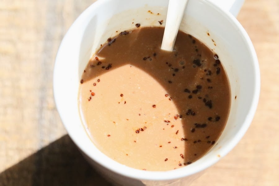 vegan milkshakes  melted dark chocolate being stirred into almond milk