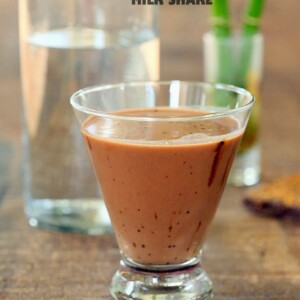 side view of a vegan chocolate milkshake