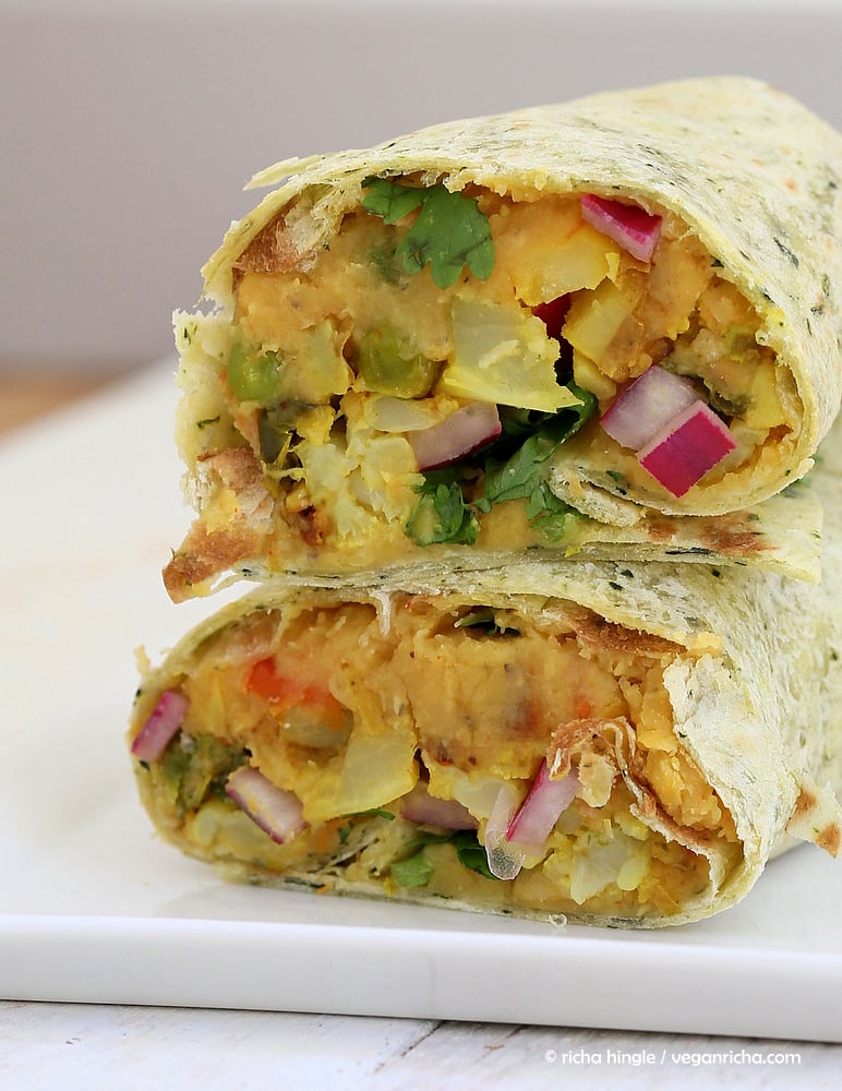 vegan wrap recipe  stacked vegan red lentil hummus wraps with cauliflower and potato