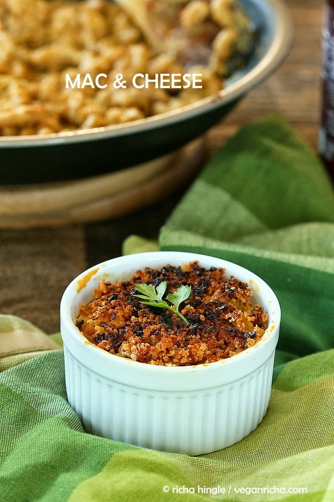 Cajun Mac and Cheese Vegan Spicy Cajun Mac and Cheese served in a small white ramekin