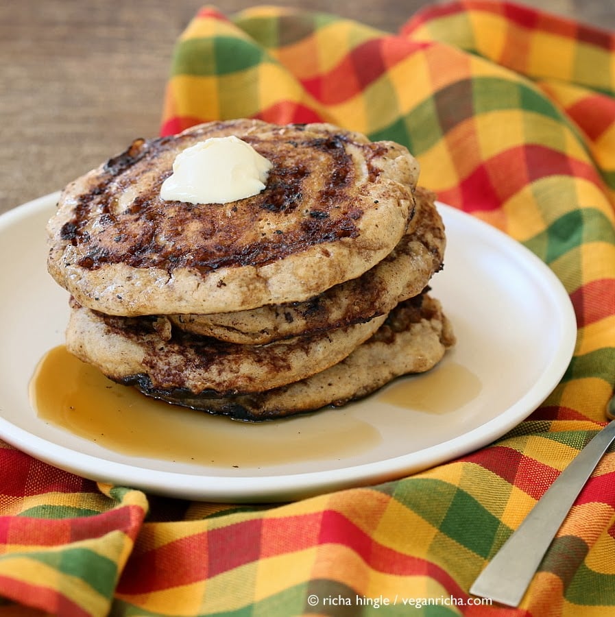 Vegan Cinnamon Roll Pancakes | Vegan Richa