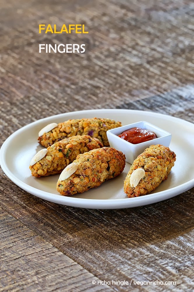Vegan Falafel Fingers. Perfect halloween snack. Easy Witch fingers! VeganRicha.com #Glutenfree #Soyfree #Sugarfree #vegan #Recipe