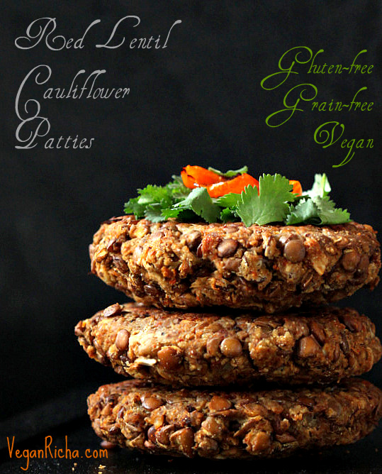 Red Lentil Cauliflower Burger Patties Red Lentil Cauliflower Burger patties Gluten-free Vegan