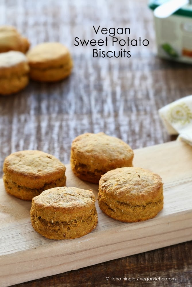 sweet potato biscuits  Vegan Spelt Sweet Potato Biscuits on a wooden board