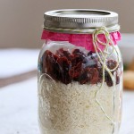 a jar with homemade gluten-free coconut macaroons cookie mix